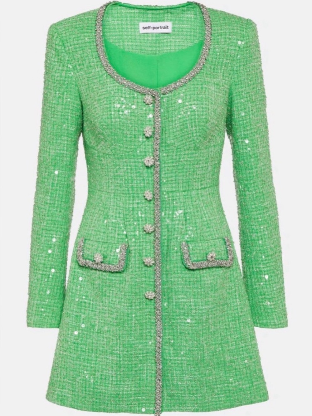 Self-Portrait Sparkling Green Dress Size 2 NWT